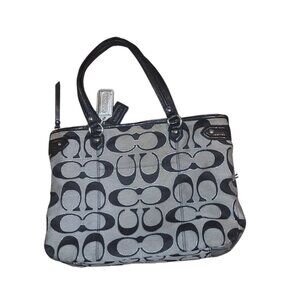 Coach Coach Black/Grey  Canvas and Leather  Tote.